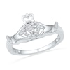 Thumbnail Image 0 of 1/10 CT. T.W. Diamond Claddagh Ring in Sterling Silver