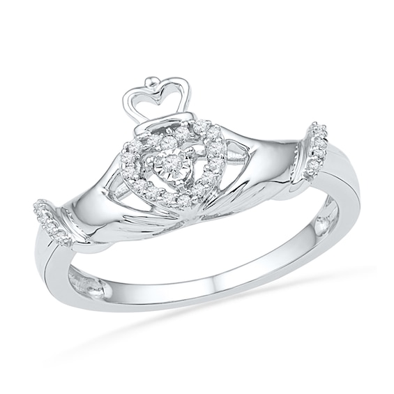 1/10 CT. T.w. Diamond Claddagh Ring in Sterling Silver