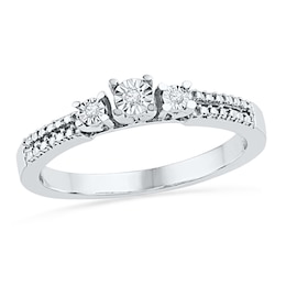 Diamond Accent Three Stone Promise Ring in Sterling Silver