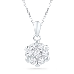 1/2 CT. T.W. Diamond Flower Cluster Pendant in 10K White Gold