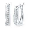 Thumbnail Image 1 of 1/6 CT. T.W. Diamond Oval Hoop Earrings in Sterling Silver