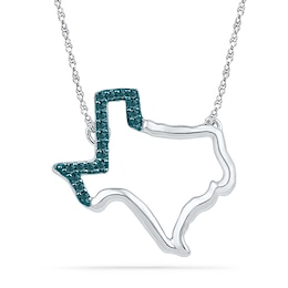 1/20 CT. T.W. Enhanced Blue Diamond Texas Necklace in Sterling Silver
