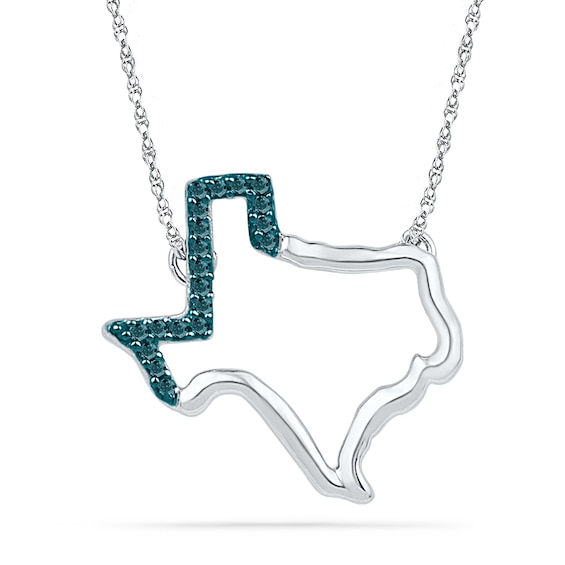 1/20 CT. T.w. Enhanced Blue Diamond Texas Necklace in Sterling Silver