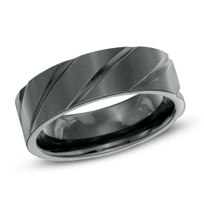 Main Image 1 of 7.5mm Comfort Fit Black Titanium Wedding Band - Size 10