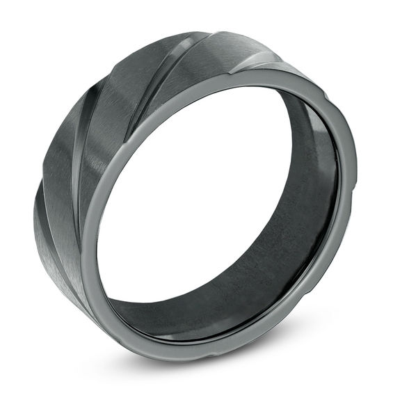 7.5mm Comfort Fit Black Titanium Wedding Band - Size 10
