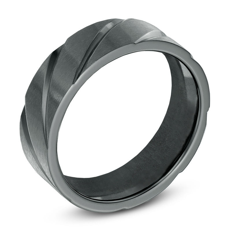 Main Image 2 of 7.5mm Comfort Fit Black Titanium Wedding Band - Size 10