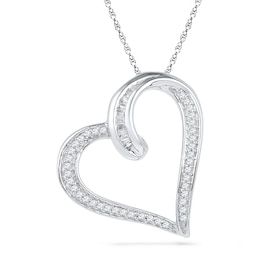 1/5 CT. T.W. Diamond Tilted Looping Heart Pendant in Sterling Silver