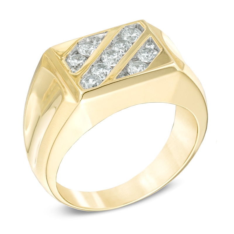 Men's 1 CT. T.W. Diamond Slant Ring in 10K Gold