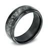Thumbnail Image 2 of Men's 8.0mm Grey Carbon Fiber Comfort Fit Black Titanium Wedding Band - Size 10