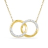 Thumbnail Image 1 of 1/10 CT. T.W. Diamond Interlocking Circles Necklace in 10K Gold