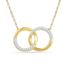 1/10 CT. T.W. Diamond Interlocking Circles Necklace in 10K Gold