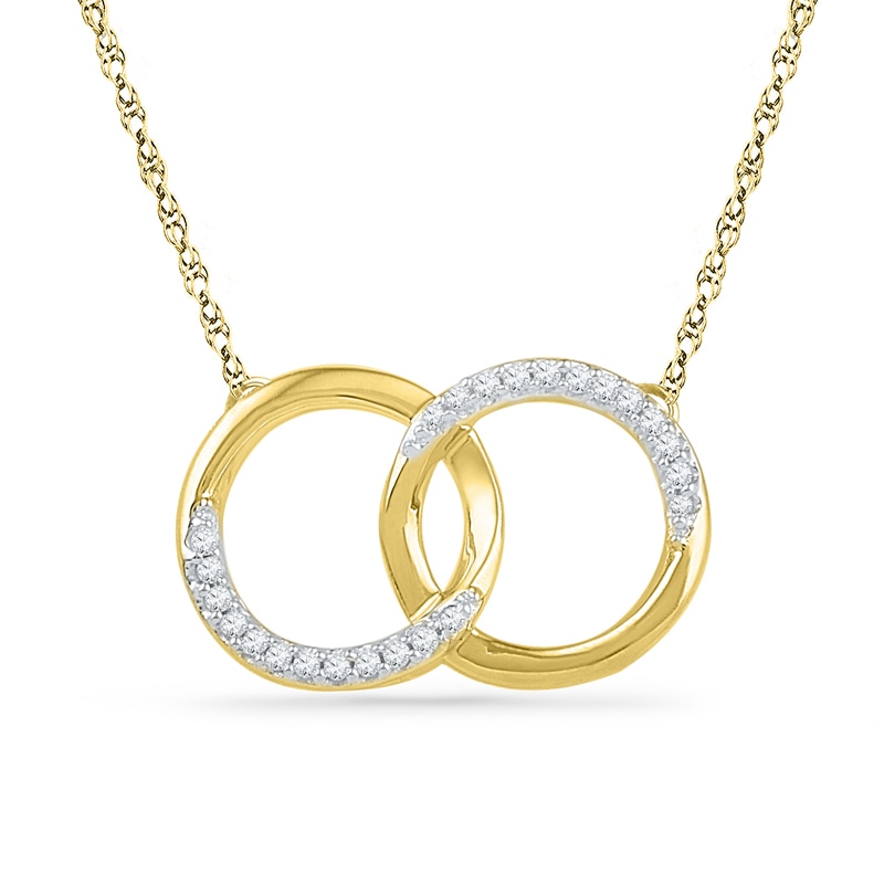 Main Image 1 of 1/10 CT. T.W. Diamond Interlocking Circles Necklace in 10K Gold