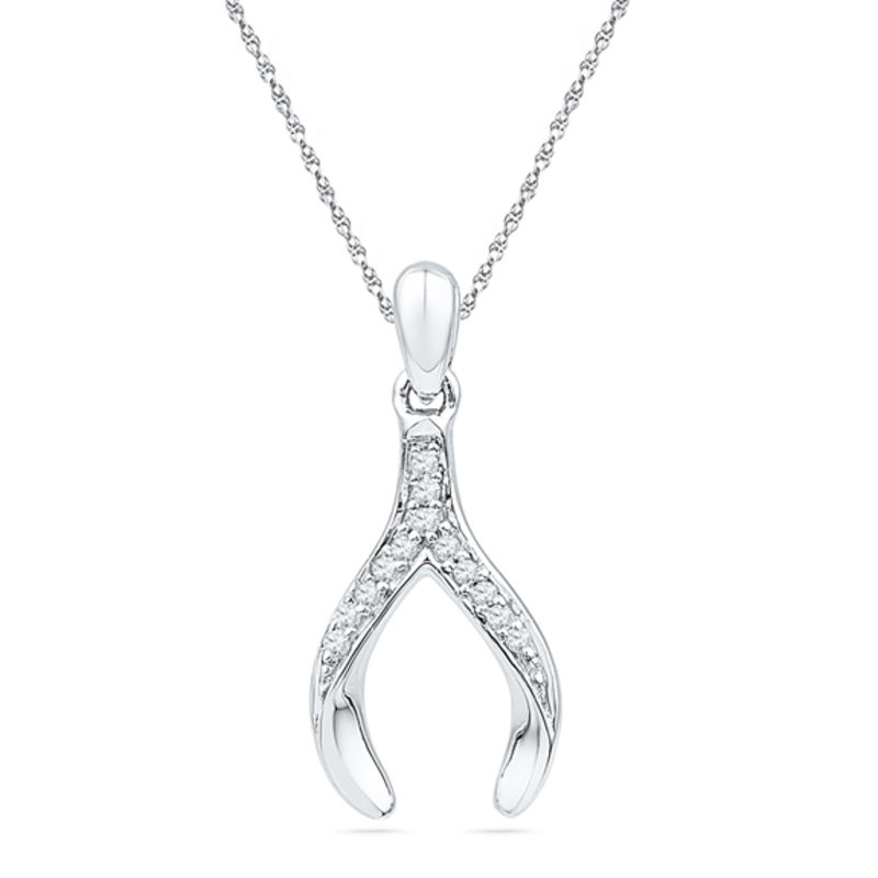 1/20 CT. T.W. Diamond Wishbone Pendant in Sterling Silver