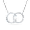 Thumbnail Image 1 of 1/10 CT. T.W. Diamond Interlocking Circles Necklace in 10K White Gold