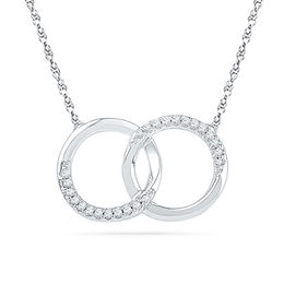 1/10 CT. T.W. Diamond Interlocking Circles Necklace in 10K White Gold