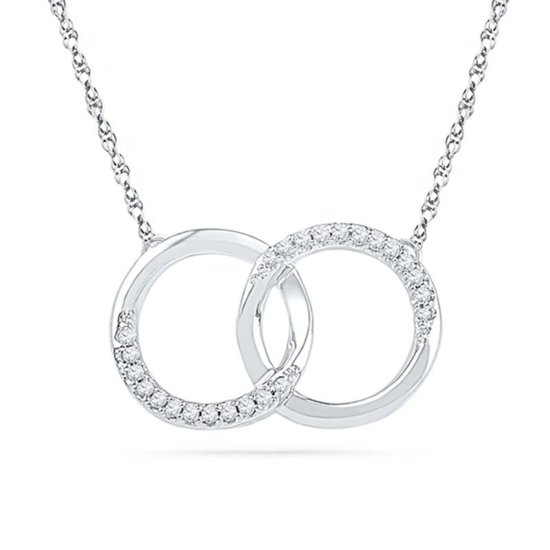 1/10 CT. T.W. Diamond Interlocking Circles Necklace in 10K White Gold