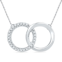 1/10 CT. T.W. Diamond Interlocking Circles Necklace in Sterling Silver
