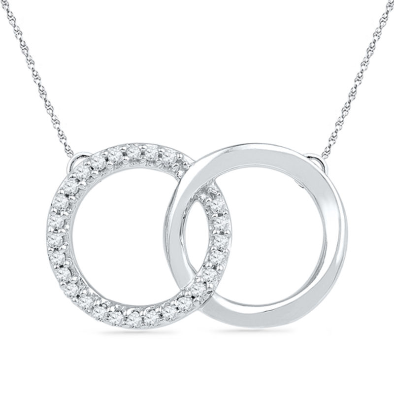 1/10 CT. T.W. Diamond Interlocking Circles Necklace in Sterling Silver