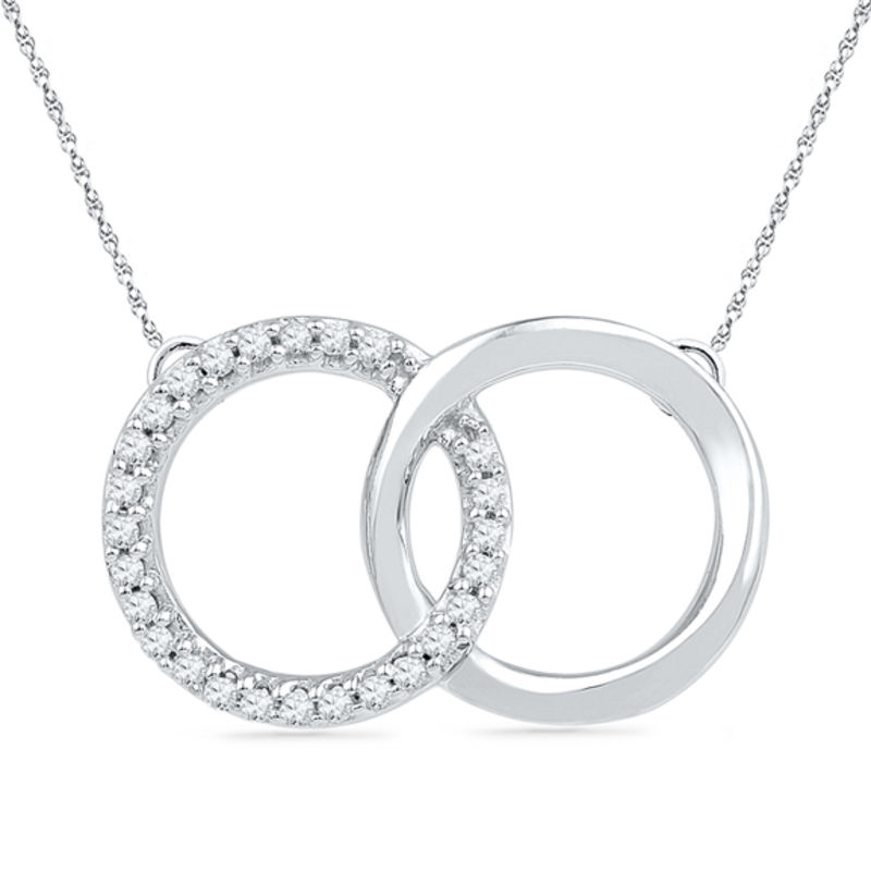 Main Image 1 of 1/10 CT. T.W. Diamond Interlocking Circles Necklace in Sterling Silver