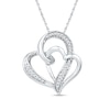 Thumbnail Image 1 of 1/8 CT. T.W. Diamond Interlocking Offset Double Heart Pendant in Sterling Silver