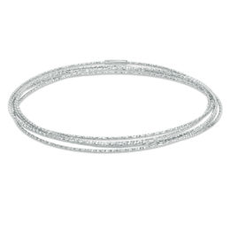 Diamond-Cut Six Piece Stacked Bangle Set in Sterling Silver - 7.5&quot;