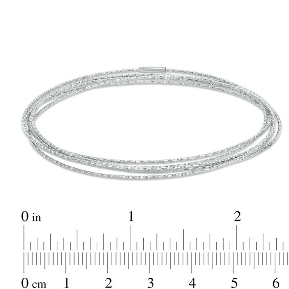 Diamond-Cut Six Piece Stacked Bangle Set in Sterling Silver - 7.5"