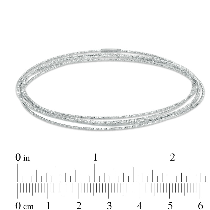 Main Image 2 of Diamond-Cut Six Piece Stacked Bangle Set in Sterling Silver - 7.5"
