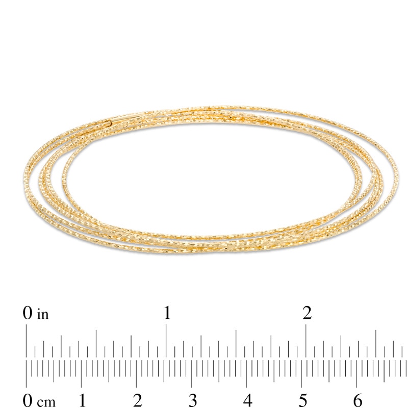 Diamond-Cut Six Piece Stacked Bangle Set in Sterling Silver and 14K Gold Plate - 7.5"