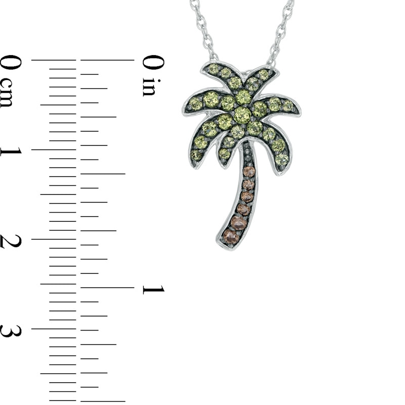Peridot and Smoky Quartz Palm Tree Pendant in Sterling Silver