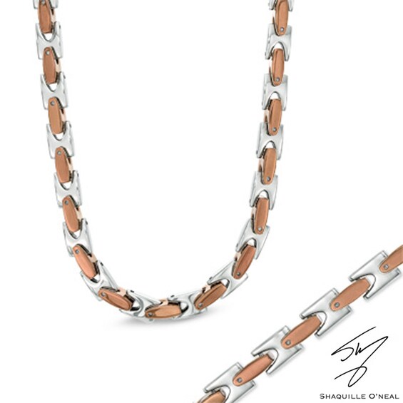Necklace and Bracelet Set in Two-Tone Stainless Steel - 24"