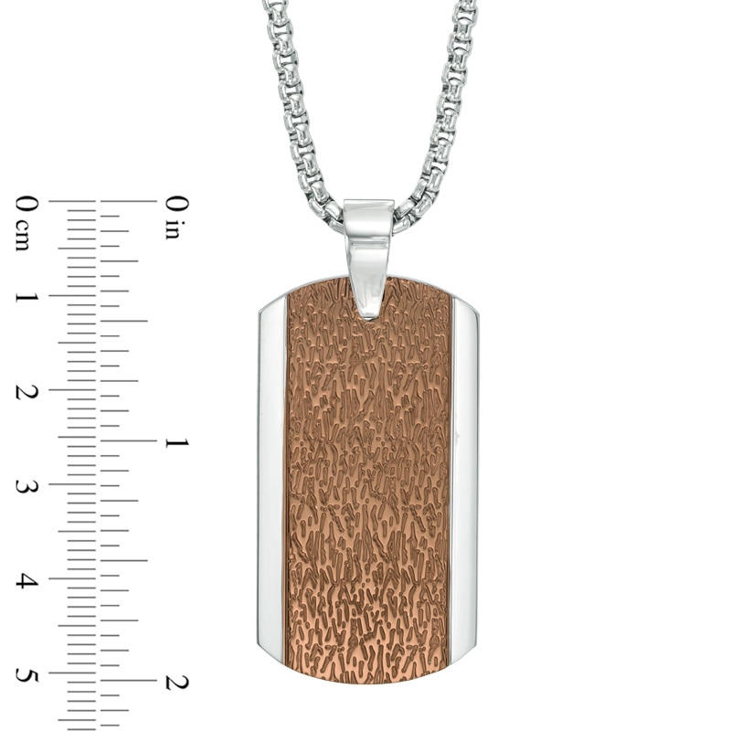 Main Image 4 of Textured Necklace and Bracelet Set in Two-Tone Stainless Steel - 24"