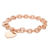 Thumbnail Image 1 of 7.6mm Chunky Link Chain Bracelet with Heart Charm in Sterling Silver with 14K Rose Gold Plate - 7.5"