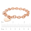 Thumbnail Image 3 of 7.6mm Chunky Link Chain Bracelet with Heart Charm in Sterling Silver with 14K Rose Gold Plate - 7.5"