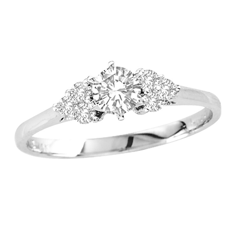 1/2 CT. T.W. Diamond Tri-Sides Engagement Ring in 14K White Gold