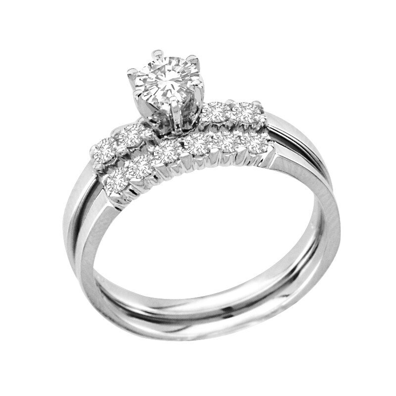 3/4 CT. T.W. Diamond Bridal Set in 14K White Gold