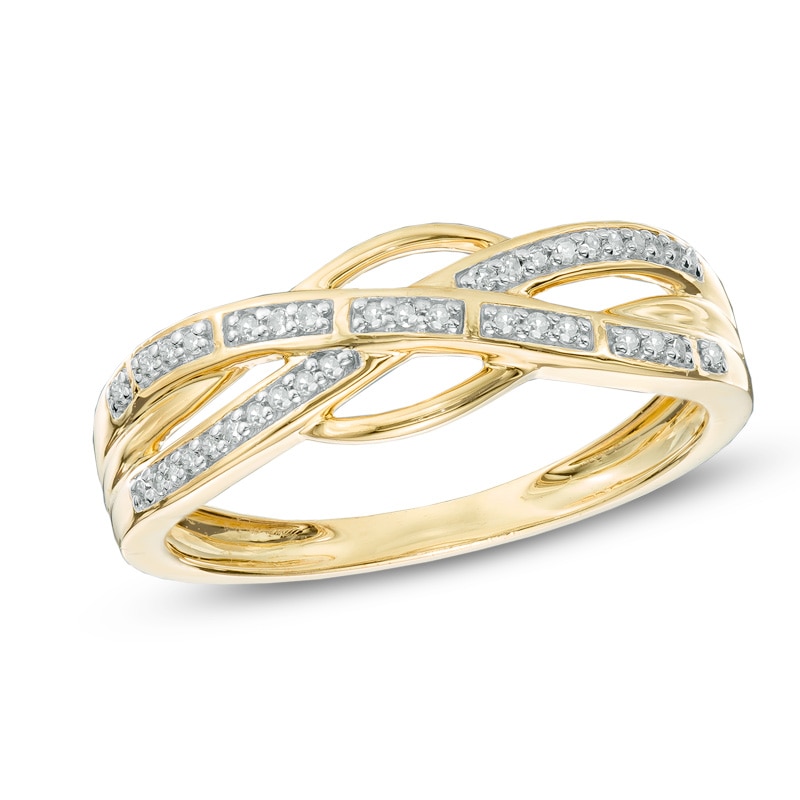 Main Image 1 of 1/10 CT. T.W. Diamond Crossover Band in 10K Gold