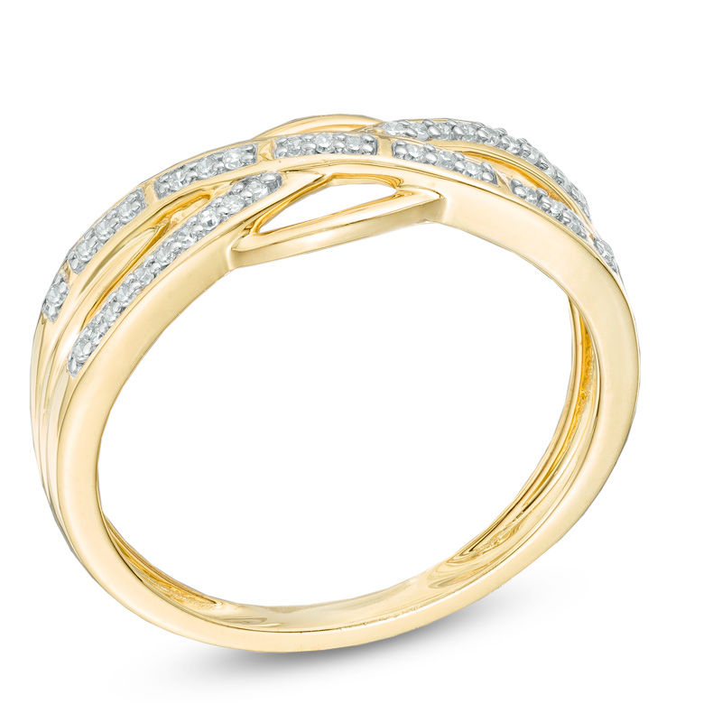 1/10 CT. T.W. Diamond Crossover Band in 10K Gold