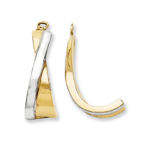 Cross Over J Hoop Earring Jackets In 14k Two Tone Gold Cross Over J Hoop Earring Jackets In 14k Two Tone Gold