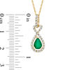 Thumbnail Image 2 of Pear-Shaped Emerald and Diamond Accent Loop Pendant in 10K Gold