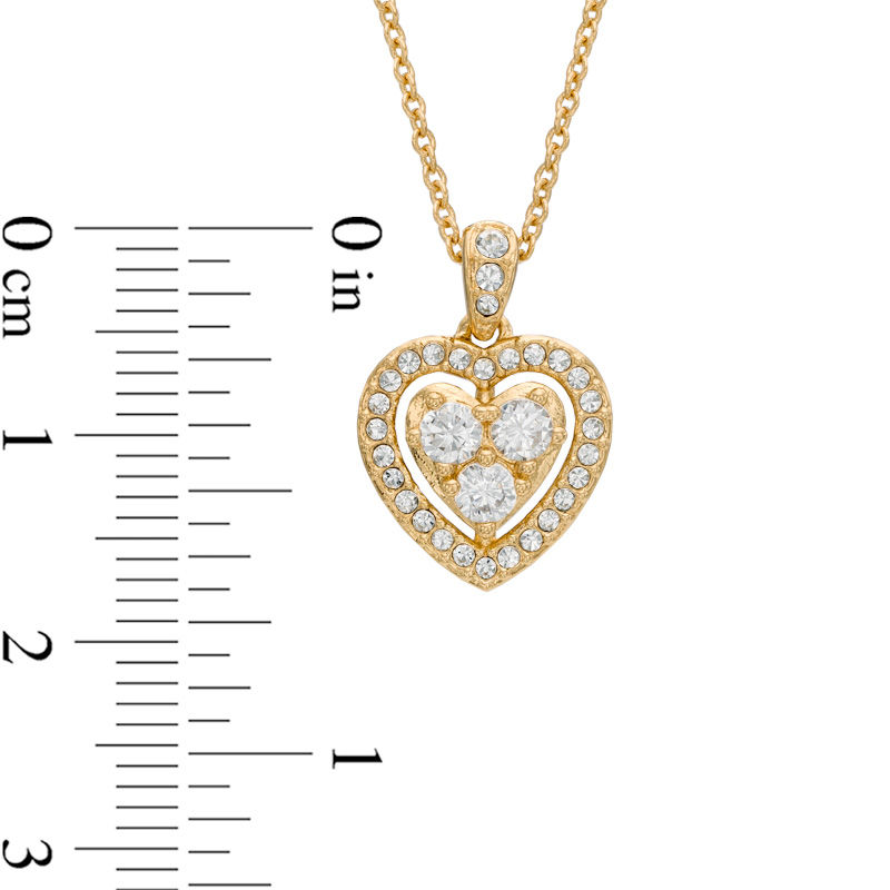 Main Image 4 of AVA Nadri Cubic Zirconia and Crystal Heart Pendant and Drop Earrings Set in Brass with 18K Gold Plate - 16"