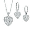 Thumbnail Image 0 of AVA Nadri Cubic Zirconia and Crystal Heart Pendant and Drop Earrings Set in White Rhodium Brass - 16"
