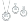 Thumbnail Image 1 of AVA Nadri Cubic Zirconia and Crystal Doorknocker Pendant and Drop Earrings Set in White Rhodium Brass - 16"