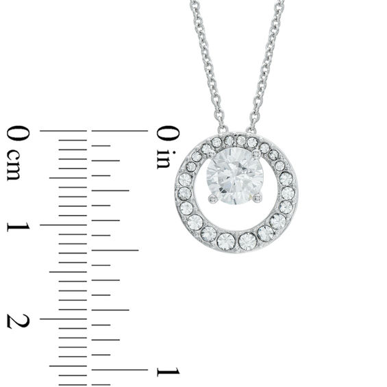 AVA Nadri Cubic Zirconia and Crystal Doorknocker Pendant and Drop Earrings Set in White Rhodium Brass - 16"