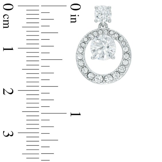 AVA Nadri Cubic Zirconia and Crystal Doorknocker Pendant and Drop Earrings Set in White Rhodium Brass - 16"
