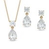 Thumbnail Image 1 of AVA Nadri Pear-Shaped Cubic Zirconia Pendant and Drop Earrings Set in Brass with 18K Gold Plate - 16"