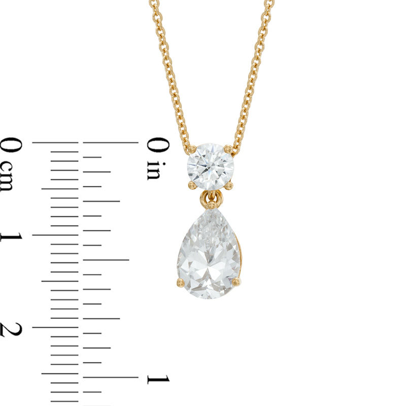 AVA Nadri Pear-Shaped Cubic Zirconia Pendant and Drop Earrings Set in Brass with 18K Gold Plate - 16"