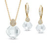Thumbnail Image 0 of AVA Nadri Briolette Cubic Zirconia and Crystal Pendant and Drop Earrings Set in Brass with 18K Gold Plate - 16"