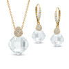 Thumbnail Image 1 of AVA Nadri Briolette Cubic Zirconia and Crystal Pendant and Drop Earrings Set in Brass with 18K Gold Plate - 16"