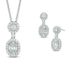 Thumbnail Image 0 of AVA Nadri Oval Cubic Zirconia and Crystal Frame Pendant and Drop Earrings Set in White Rhodium Brass - 16"