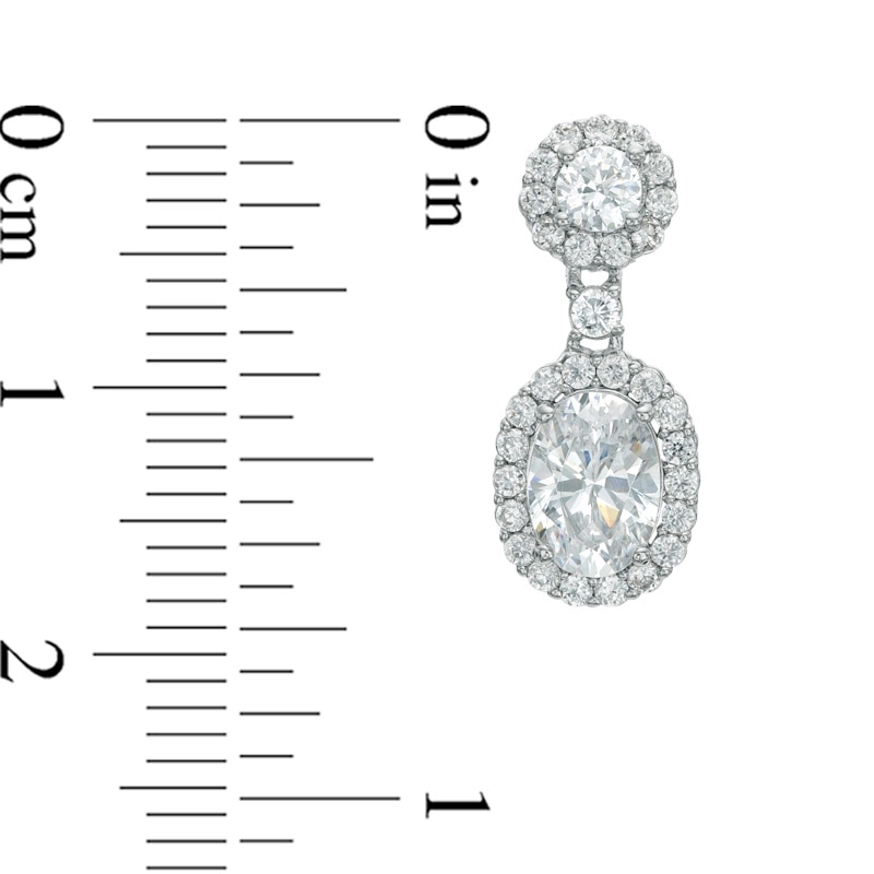 AVA Nadri Oval Cubic Zirconia and Crystal Frame Pendant and Drop Earrings Set in White Rhodium Brass - 16"